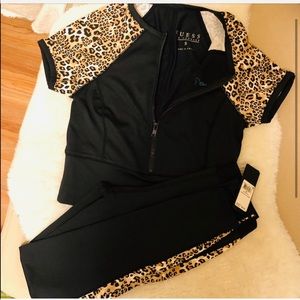 GUESS black and leopard activewear set